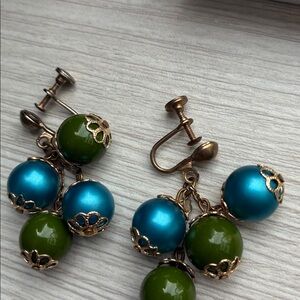 Elegant Blue and Green Dangle Earrings